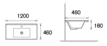 Ceramic Slim Vanity Top 1200 mm - to suit mixer