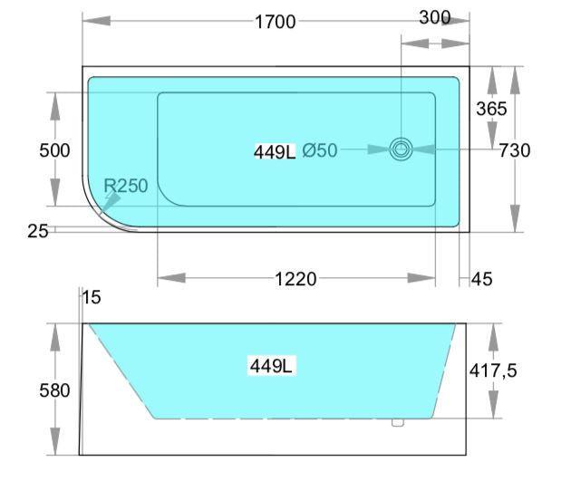Memphis Corner Freestanding Bath Matte Black & Matte White 1700 Right