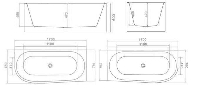 Yukon Corner Freestanding Bath Gloss White 1700 Left