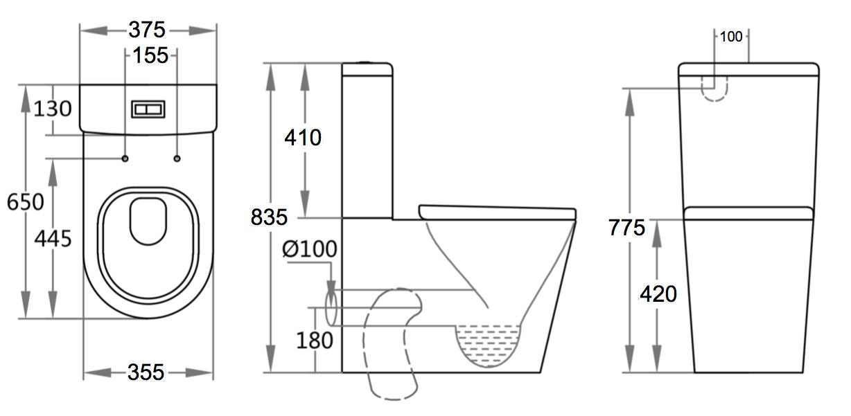 Avalon Rimless Back to Wall Toilet Suite