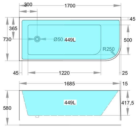Memphis Corner Freestanding Bath Matte Black & Matte White 1700 Left