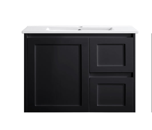Sophie 750 Matte Black Wall Hung Vanity
